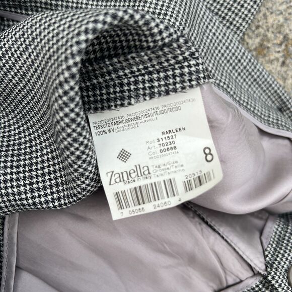 Zanella Nieman Marcus Marleen Pleated Wool Pants Made In Italy Sz 8 Herringbone - Picture 5 of 9